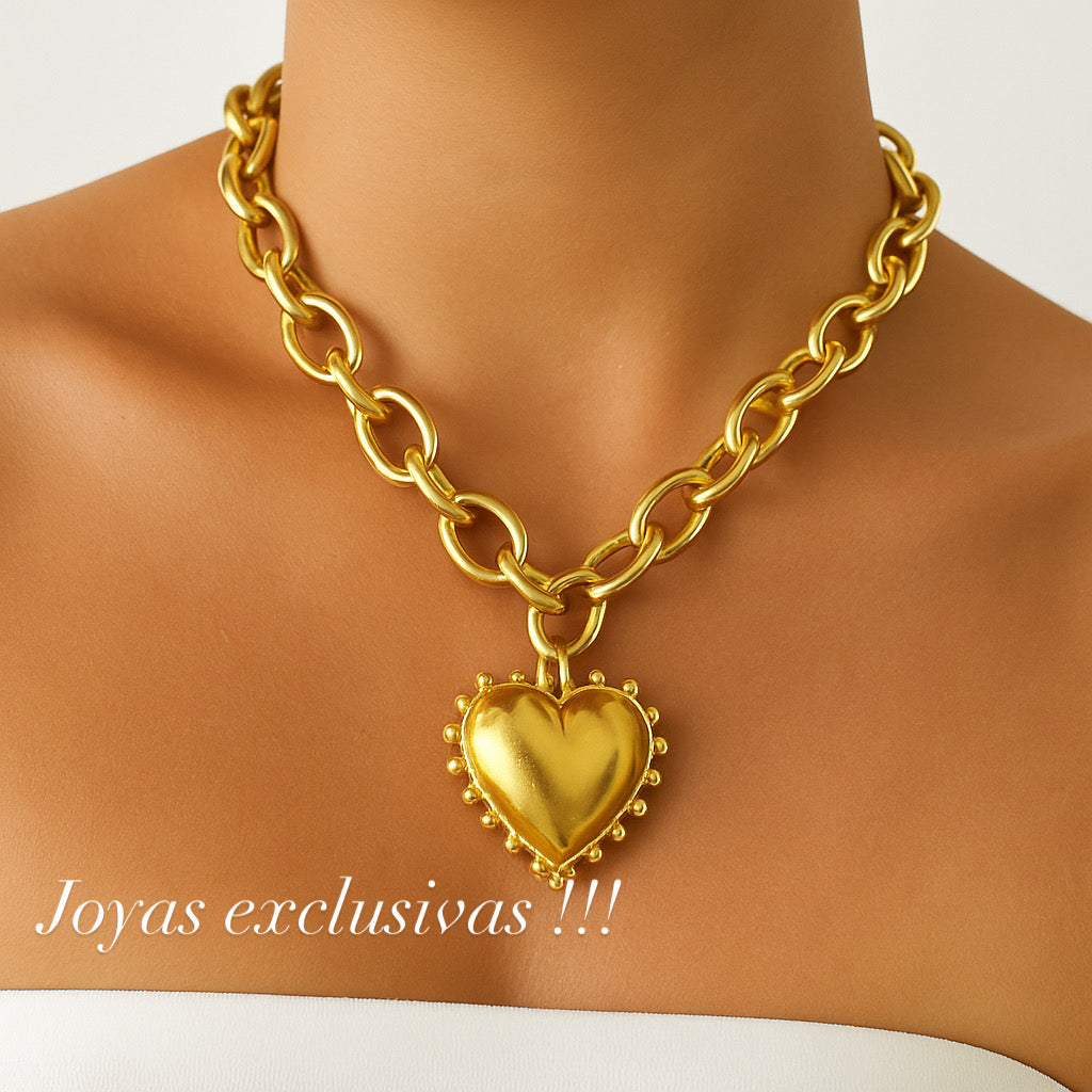 Collar Corazón Enchape de Oro 24