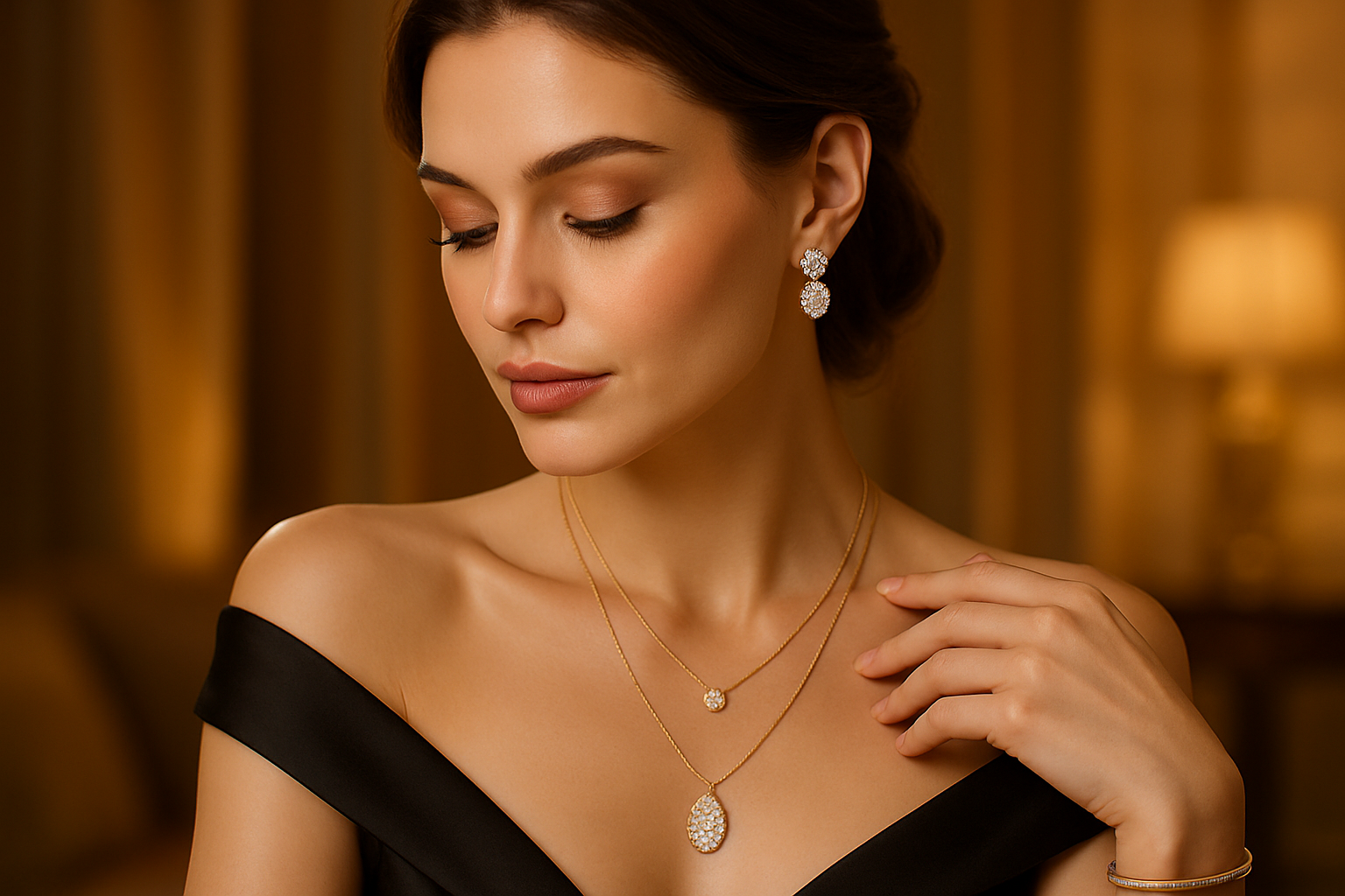 mujer bella con joyas